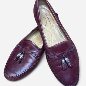 Santoni Italian Leather Tassle  Loafers w/ Silver Accent Bead Size 11